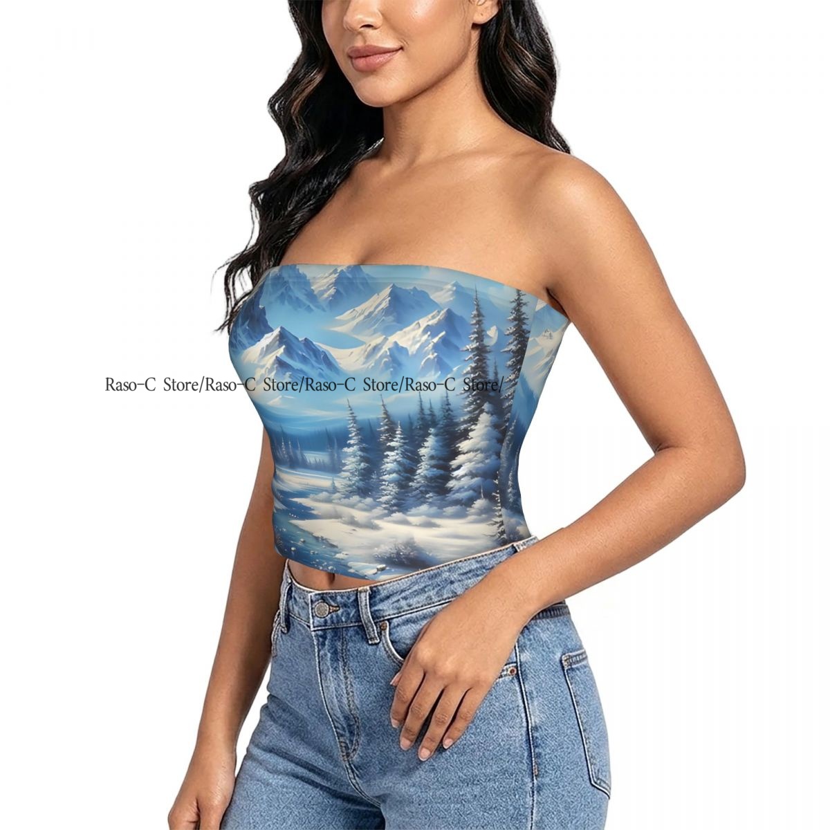 Winter Clothing Youtube - Dames Block Crop Slim Tube Top