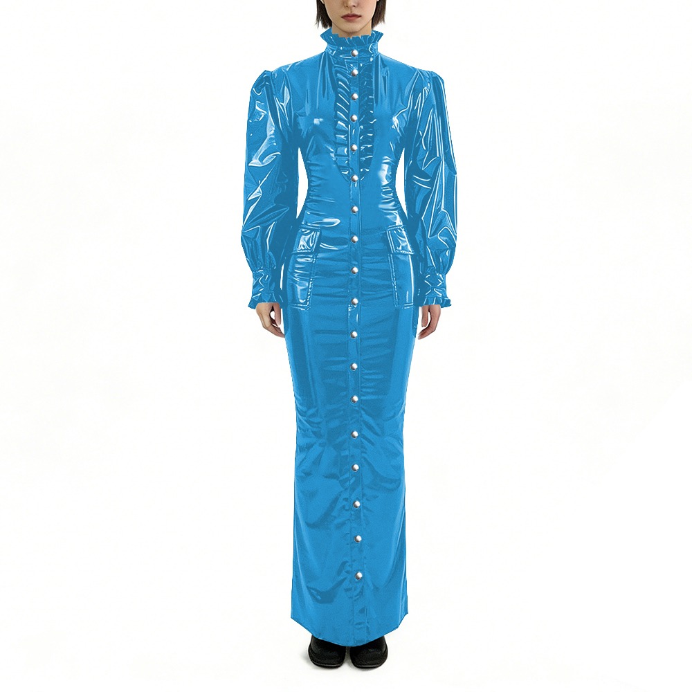 Winter Clothing Plus Size - Glanzende PVC lange potloodjurk Grote maten