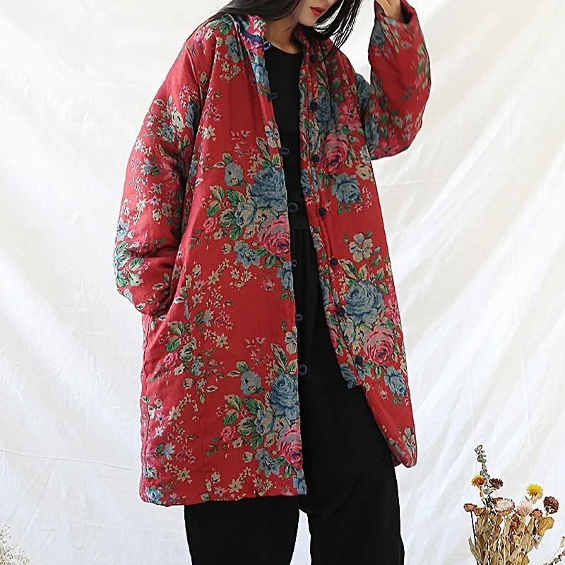 Winter Clothing Youtube - Chinese Stijl Kleding Warm Katoen Print