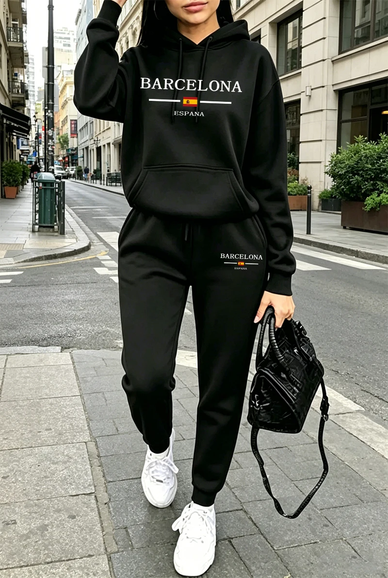 Winter Clothing Hoodie - Modieus dames trainingspak met print, casual