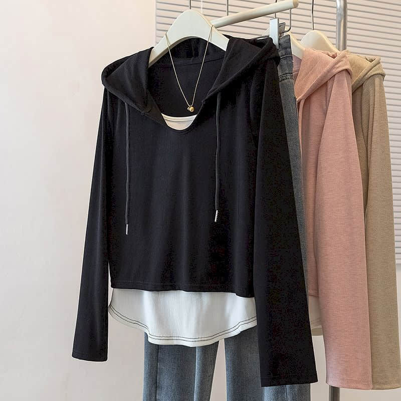 Winter Clothing Colors 2026 - T-shirts met capuchon, nep-tweedelig, contrasterende kleuren,